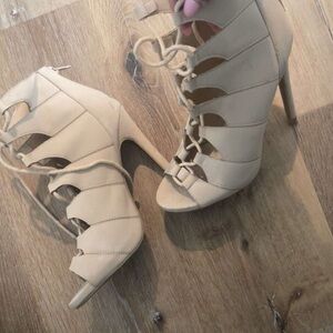 Women's Lace-Up High Heel - Beige